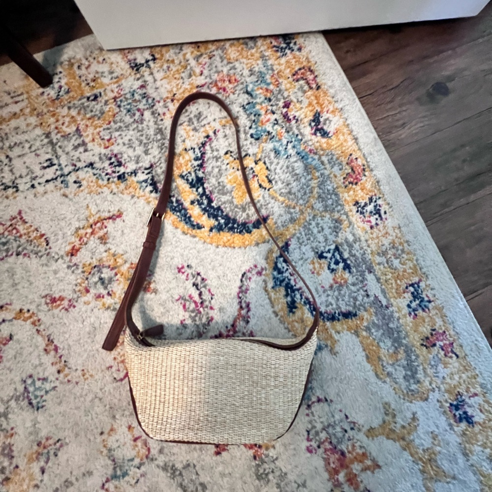 Madewell Woven Bag with Brown Strap